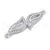 Rack Plating Brass Micro Pave Clear Cubic Zirconia Leaf Connector Charms KK-A234-081P-2