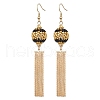 Glass Seed Beads & Brass Tassel Dangle Earrings EJEW-MZ00289-1