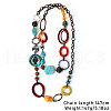 Bohemian Style Acrylic & Zinc Alloy Oval & Teardrop Handmade Link Chain Long Necklaces for Women FS-WG51811-01-4