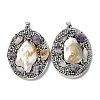 Baroque Natural Freshwater Shell Polymer Clay Rhinestone Big Pendants BSHE-P033-14A-2