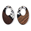 Opaque Resin & Walnut Wood Pendants RESI-N039-62B-3