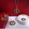 Christmas Wreath & Bell Alloy Rhinestone Pendant Necklaces & Dangle Earrings & Charm Bracelets & Brooch Sets WG06691-09-1