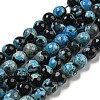 Faceted Round Dyed Natural Fire Crackle Agate Beads Strands G-D769-8mm-04-2