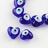 Heart Evil Eye Lampwork Bead Strands X-LAMP-R119-01-1