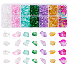 GOMAKERER 84G 7 Colors Spray Painted Transparent Glass Beads Strands GLAA-GO0001-18-1