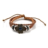 Braided PU Leather & Waxed Cords Multi-strand Bracelets BJEW-P329-07A-AB-1