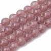 Natural Dyed Strawberry Quartz Beads Strands G-S295-15-6mm-1-1