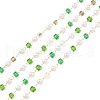 Faceted Cube Glass & ABS Plastic Imitation Pearl Beaded Chains CHS-G026-02KCG-01-1-1