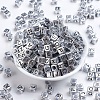 Antique Silver Plated Large Hole Acrylic European Beads X-PACR-Q099-01-2