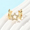 Brass Micro Pave Clear Cubic Zirconia Cuff Rings for Women RJEW-D307-01G-A-4