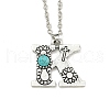 Letter A~Z Antique Silver Plated Alloy with Synthetic Turquoise Pendant Necklaces NJEW-G080-01K-1