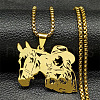 Horse & Cowboy 304 Stainless Steel Hollow Pendant Necklaces for Men Women NJEW-K283-15G-1