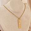 304 Stainless Steel Clear Cubic Zirconia Rectangle Constellation Pendant Necklaces for Women Men NJEW-S435-01G-F-2