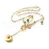 304 Stainless Steel Pave Colorful Cubic Zirconia Heart Pendant Necklaces for Women NJEW-S450-01G-2
