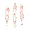 3Pcs 3 Styles Electroplated Natural Quartz Crystal Pointed Copper Wire Wrapped Pendants PALLOY-JF03766-05-1