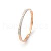 Fashionable Stainless Steel Pave Rhinestone Hinged Bangles for Women LR5423-16-1