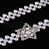 White Acrylic Imitiaotn Pearl Beaded Elastic Chain Belts with Alloy Buckles WGEAB88-11-1