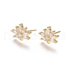 Brass Cubic Zirconia Stud Earring Findings EJEW-E257-06G-2