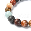 Natural Shell & Mixed Gemstone Round Beaded Stretch Bracelet BJEW-JB09359-3