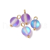 9Pcs 9 Colors Dyed Synthetic Moonstone Round Charms PALLOY-JF03478-3
