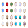 FIBLOOM 24Pcs 12 Colors Alloy Faceted Glass Connector Charms FIND-FI0001-08B-1