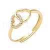 Brass Micro Pave Cubic Zirconia Adjustable Finger Rings for Women RJEW-C132-07G-2