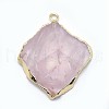 Natural Madagascar Rose Quartz Pendants G-P383-05G-2