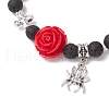 Halloween Theme Natural & Synthetic Lava Rock Round Beads Stretch Bracelets BJEW-MZ00185-02-3