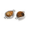 Natural Tiger Eye Faceted Connector Charms G-L514-048G-04-2