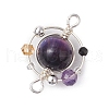 4Pcs 4 Colors Natural Tiger Eye(Dyed/Undyed) Copper Wire Wrapped Planet Connector Charms PALLOY-TA00181-3