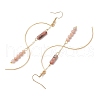 Column Natural Plum Blossom Jasper Dangle Earrings EJEW-JE06335-01-4