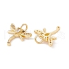 Brass Micro Pave Clear & Black Cubic Zirconia Charms KK-G415-36G-3
