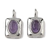 304 Stainless Steel Pave Natural Amethyst Rectangle with Oval Charms STAS-L022-516P-04-1