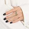 Glasses Dog 925 Sterling Silver Micro Pave Cubic Zirconia Adjustable Cuff Rings FS-WGF17D0-01-4