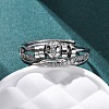 Brass Micro Pave Clear Cubic Zirconia Finger Rings for Women Ease Anxiety RJEW-S624-05P-02-1