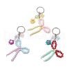 Opaque Acrylic Beads with Brass Crimp Beads and Iron Split Key Rings Keychains KEYC-JKC01188-2