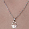 Non-Tarnish 201 Stainless Steel Hamsa Hand Pendant Necklace NJEW-OY001-39-1
