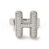 Letter Brass Micro Pave Clear Cubic Zirconia Open Cuff Ring for Women RJEW-N046-03H-P-2