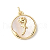 Brass Pave Natural White Shell Pendants KK-S522-13G-1