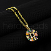 Brass Pave Colorful Cubic Zirconia Initial Ring Pendant Necklaces FS-WGF1437-04-1