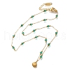 Ion Plating(IP) 304 Stainless Steel & Glass Paperclip Chain Beach Shell Shaped Pendant Necklaces for Women X-NJEW-H037-01G-2