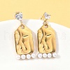 304 Stainless Steel Micro Pave Clear Cubic Zirconia Dangle Stud Earrings EJEW-D309-03G-1