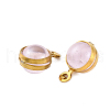 304 Stainless Steel Wrapped Dyed Natural Quartz Round Charms STAS-H235-01G-03-2