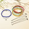 2Pcs 2 Style 304 Stainless Steel Whale Tail Charm Anklets Set AJEW-AN00491-2