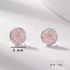 S925 Sterling Silver Flat Round with Flower Pattern Stud Earrings XR5943-2-4