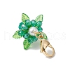 Glass & Acrylic & Shell Pearl Flower Pendant Decorations HJEW-MZ00209-07-4