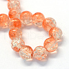 Baking Painted Transparent Crackle Glass Round Bead Strands DGLA-Q018-6mm-08-2