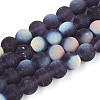 Frosted Transparent Glass Beads Strands GLAA-T032-T8mm-MBB03-1