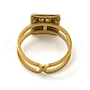 Ion Plating(IP) 304 Stainless Steel Rhinestone Square Finger Rings for Women Men STAS-Z060-01G-3