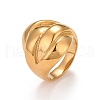 Ion Plating(IP) 304 Stainless Steel Textured Chunky Finger Ring for Women RJEW-B040-03B-G-1